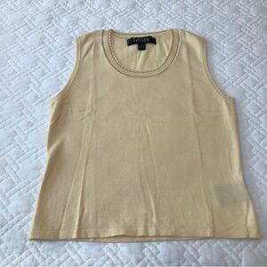 Kasper Cotton Blend Light Yellow Sleeveless Tank Top Size P/P